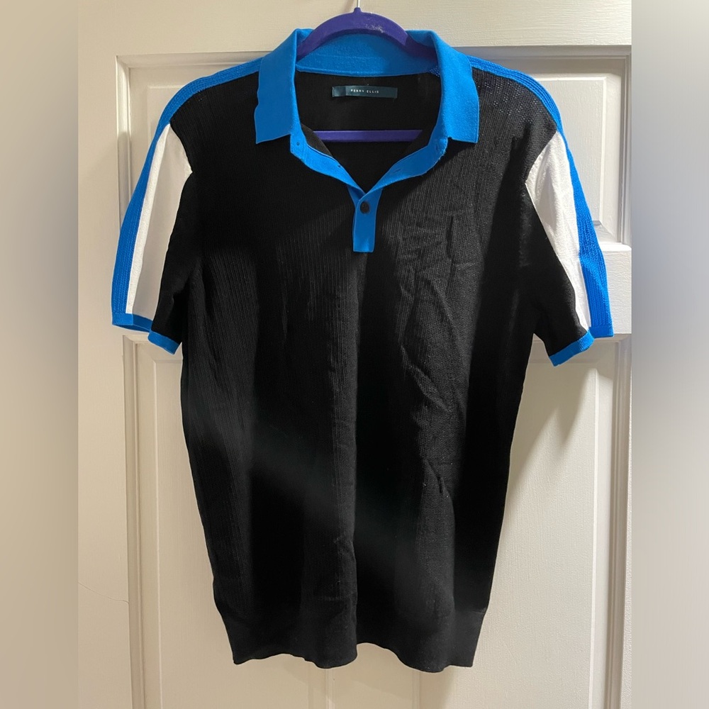 NWOT Color Block Open Knit Sweater Polo